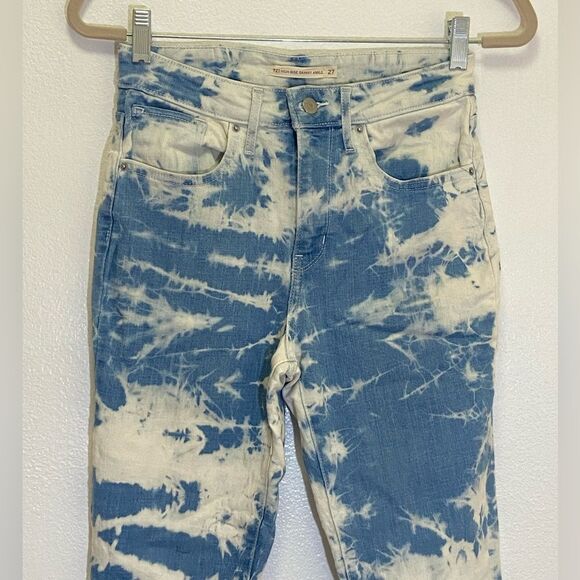 Levi’s - 721 High Rise Skinny Ankle Tie Dye Jeans Raw Hem - Size 27 - Picture 10 of 14